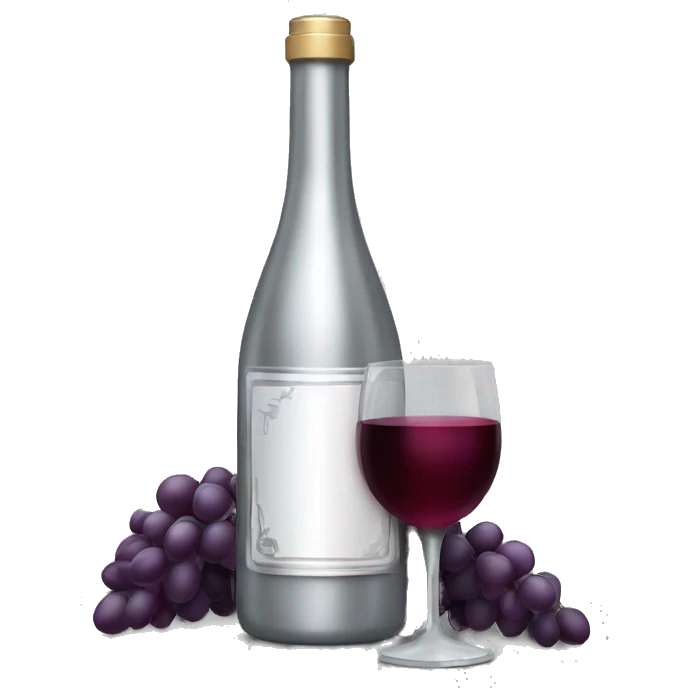 Silver wine bottle and wine glad emoji