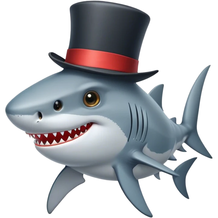 Shark with a top hat emoji