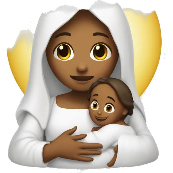Maria mother of Jesus with Jesus in hands white skin emoji