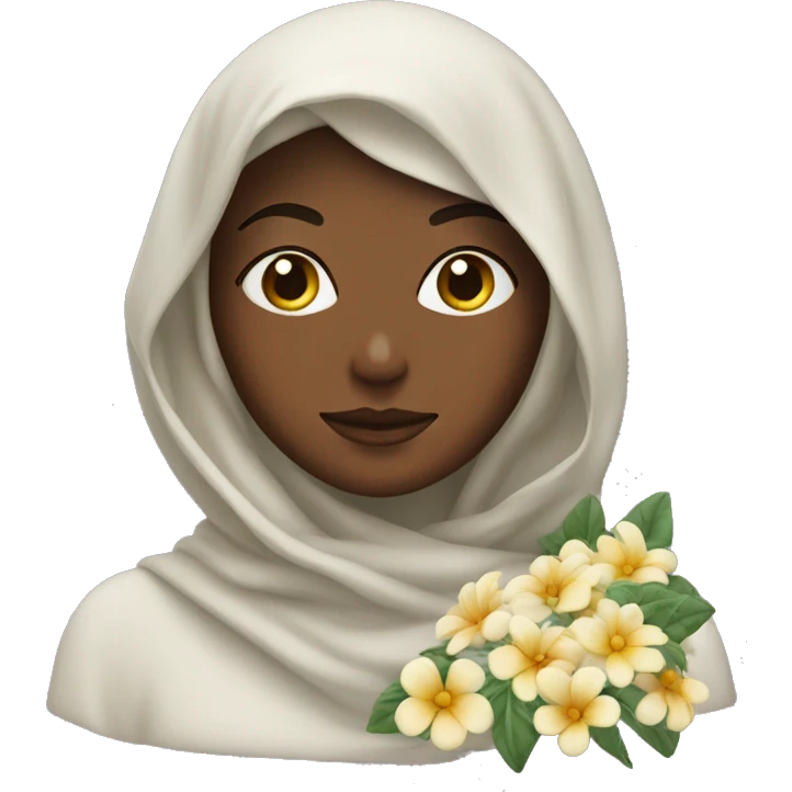 A fully veiled woman with jasime flowers emoji