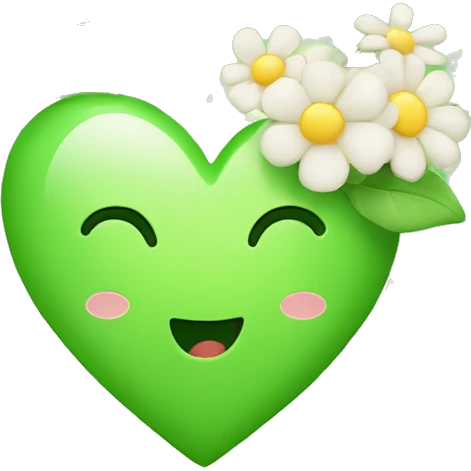 Cute emoji of light green heart and flower  emoji