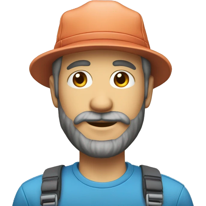 Un homme de 50 ans avec une casquette et une barbe de quelques jours emoji