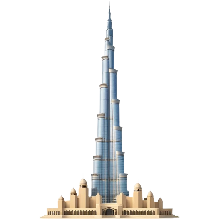 Burj Khalifa, light beige, minimalism, side view, emoji style emoji