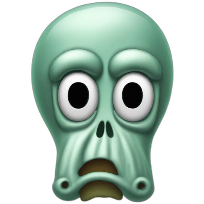 Deranged squidward emoji