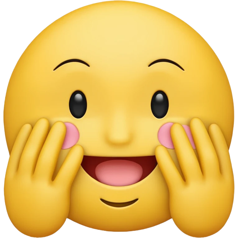 Yellow Standard smiley emoji blushing and hiding face with hands emoji
