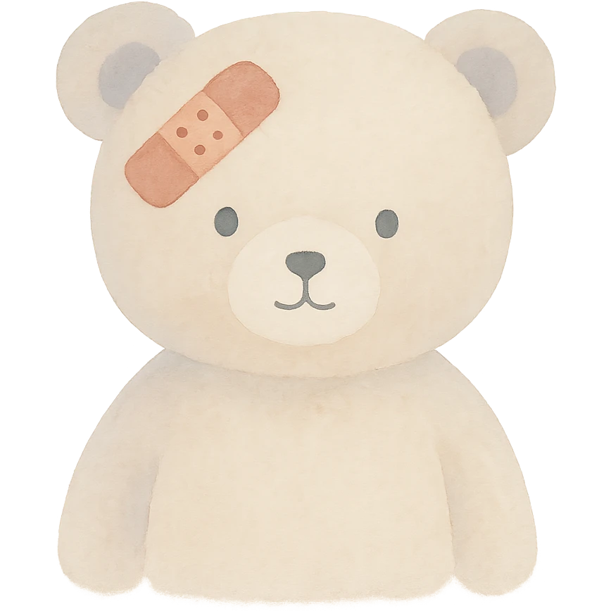 bandage, fluffy, gentle colors, soft face emoji