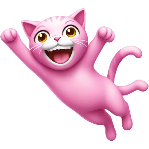 pink cat doing a flip with big smile emoji