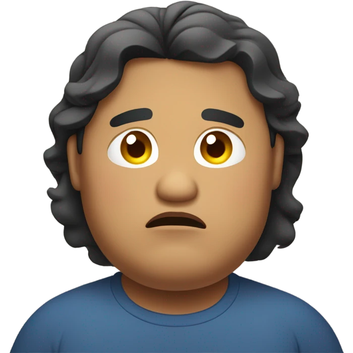 Fat Filipino guy with wavy hair looking sad emoji