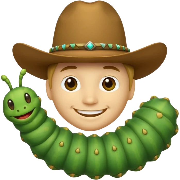 Cowboy emoji mixed with caterpillar emoji emoji