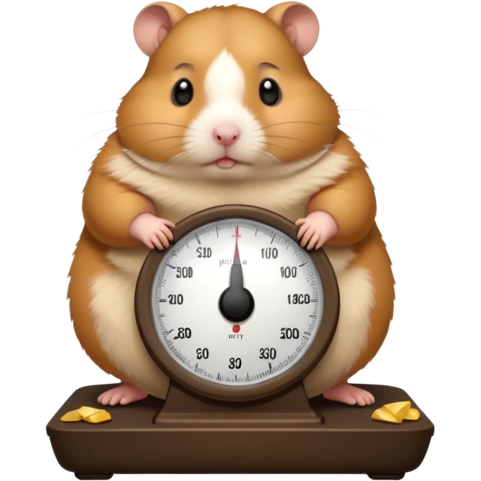 fat hamster big belly stepping on a broken scale looking guilty emoji