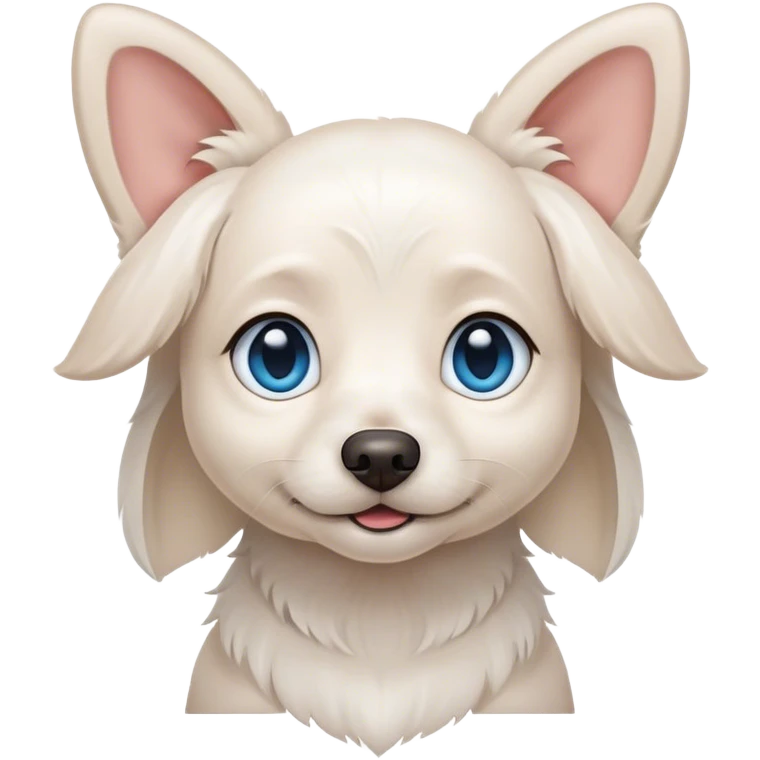 Blue eyed small white dog ffloppy ears emoji
