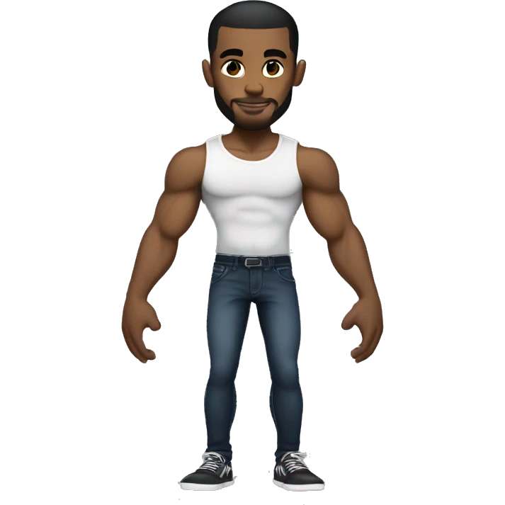 light skin black muscle guy with tattoos and very skinny legs emoji