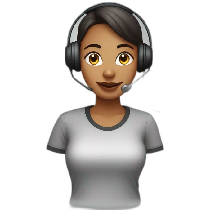call center operator girl in a T-shirt with the inscription ONECTA emoji