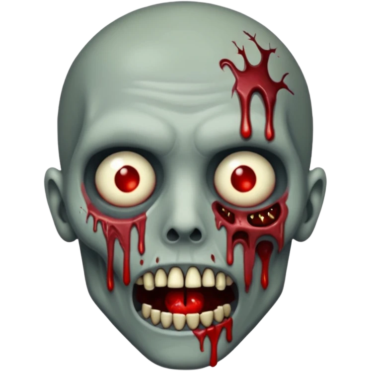 Zombie face, torn flesh, blood dripping, exposed bones, dark horror, no background




 emoji