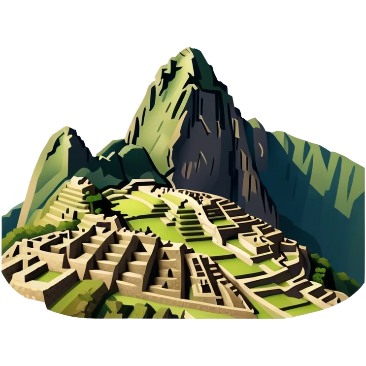 Machu Picchu with subdued earthy tones, not bright emoji