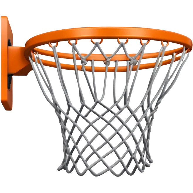 Basketball falling through the center of a hoop net, top view emoji