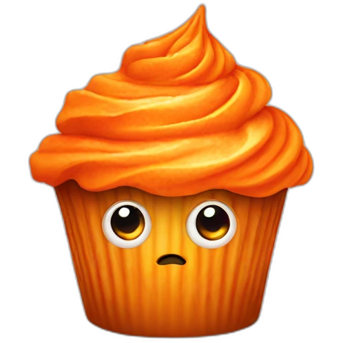orange cupcake with eyes emoji