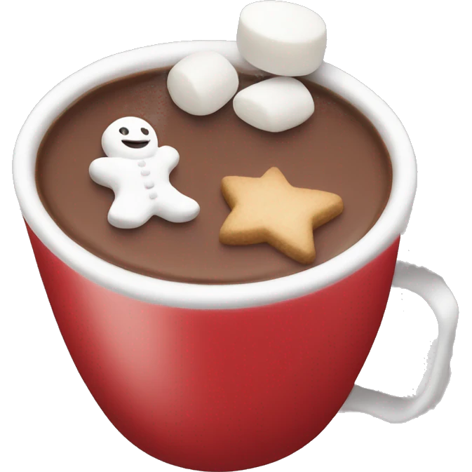 christmas red colour cup with hot chocolate and marshmallows emoji