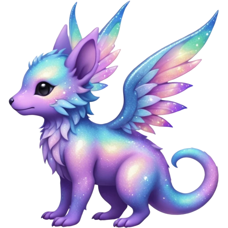 Pastel nebula furry realistic glittery Randomly-faerie-drake-colored sparkly exotic Fakémon-creature emoji