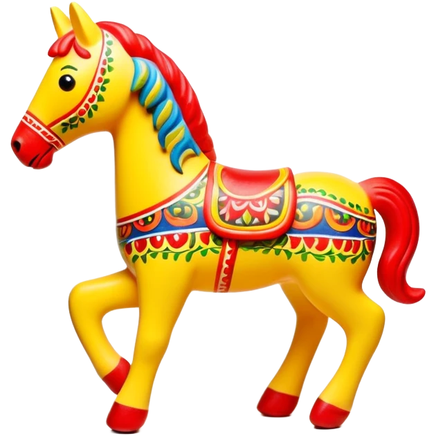 Dymkovo toy horse, traditional Russian colorful clay figurine with patterns, bright colors, folk art style emoji