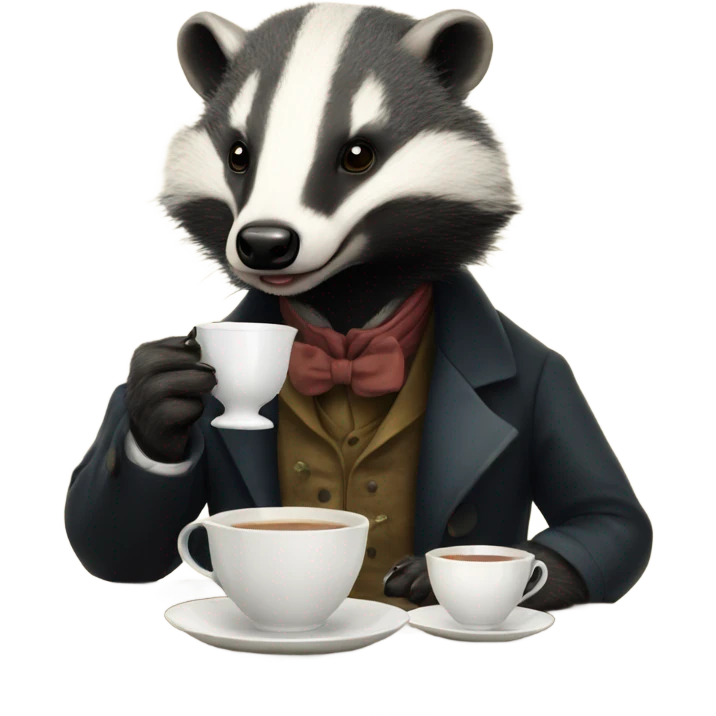 Victorian Badger drinking tea emoji