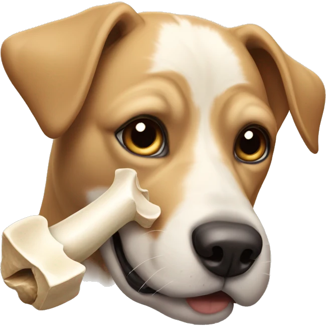 Dog with bone in mouth emoji