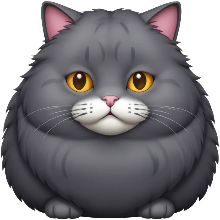 Gato gordo color gris oscuro  emoji