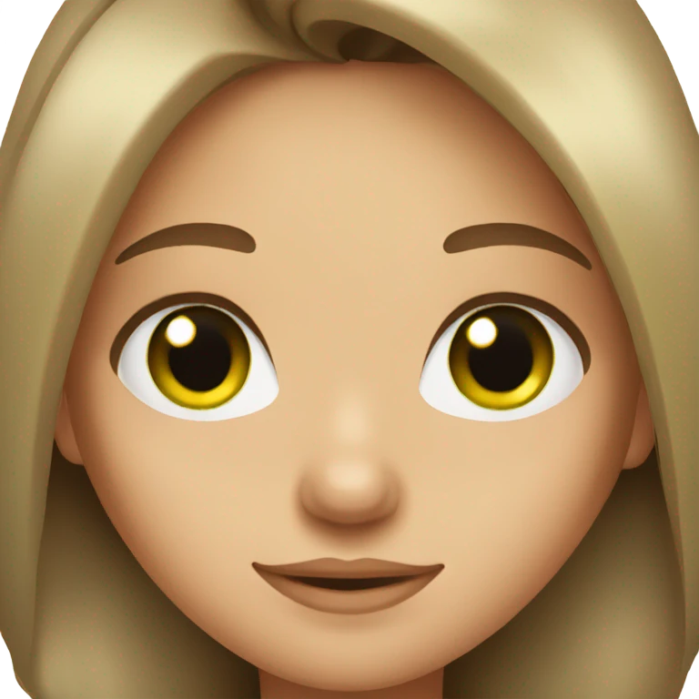 a girl emoji with brown hair and green eyes emoji