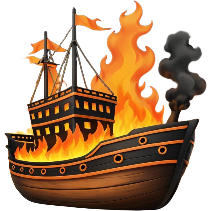 un barco quemandose emoji