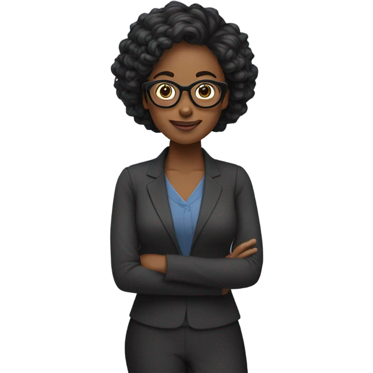 Profesora pelo negro lentes emoji