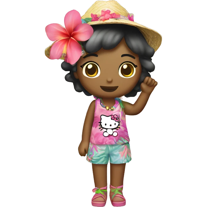 Hello kitty summer Hawaii beach emoji