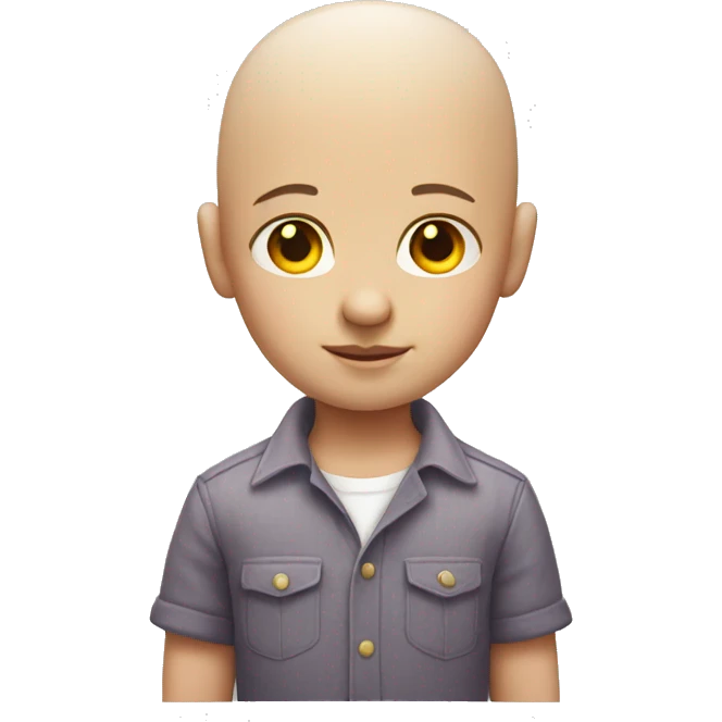 bald boy in shirt with unicorn horn on forehead emoji