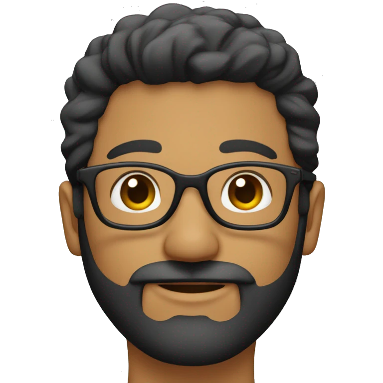 Hombre de 30 años con gafas y barba y pelo corto negro emoji