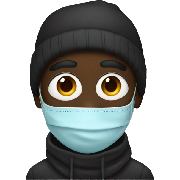 Dark boy with mask cold on the bus emoji