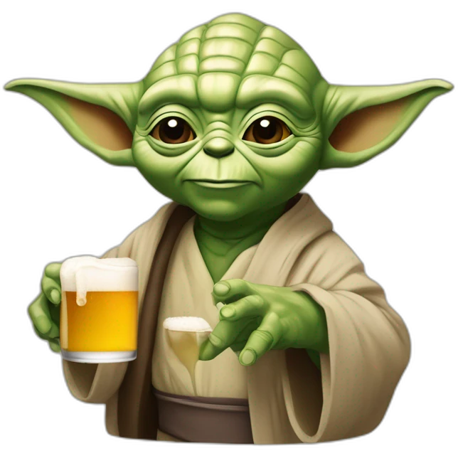 Mètre yoda qui boit une bière emoji