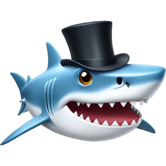 Shark with a top hat emoji