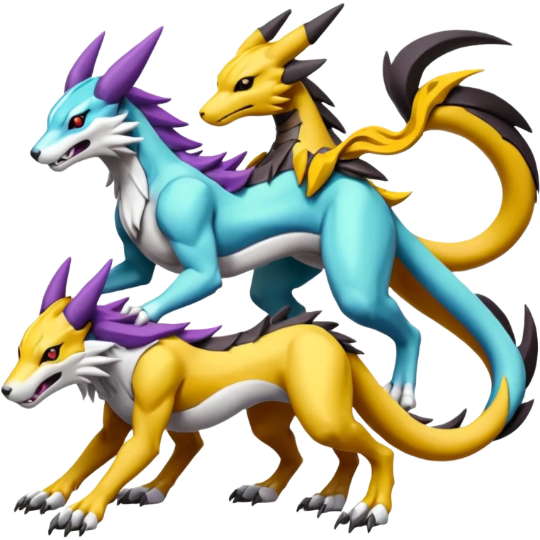 Colorful Raikou-Meloetta-Wargreymon-Sergal-Pokémon-Digimon-Fakémon-fusion-hybrid-creature emoji