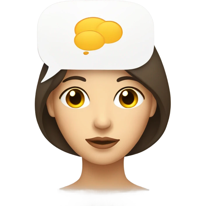 face (woman) with a thinking cloud on top representing a thinking process emoji