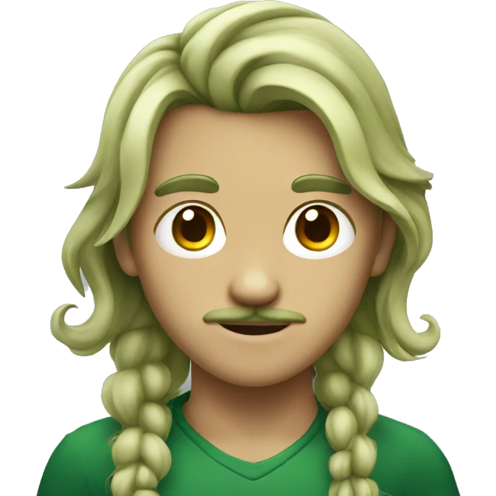 boy green skin with moustache and long hair emoji