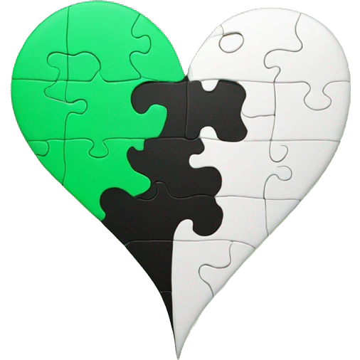 Half black and half Green puzzle heart emoji