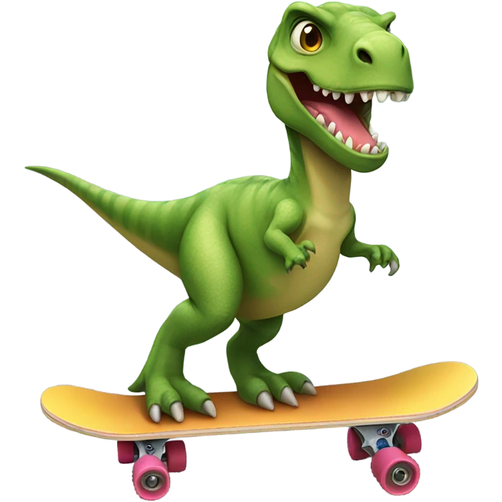 Dinosaur on a skateboard emoji