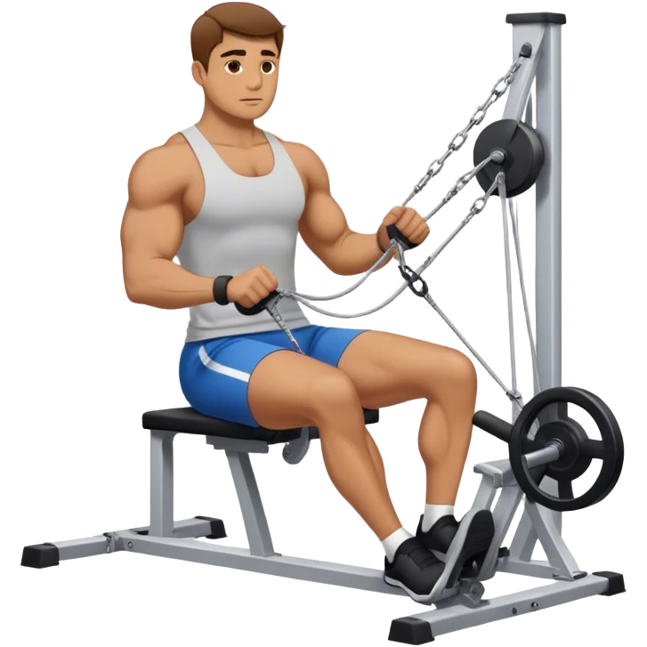 man doing seated cable-rows machine exercise emoji