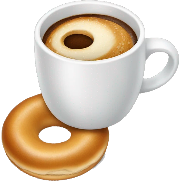 Coffee with bagel next to it emoji