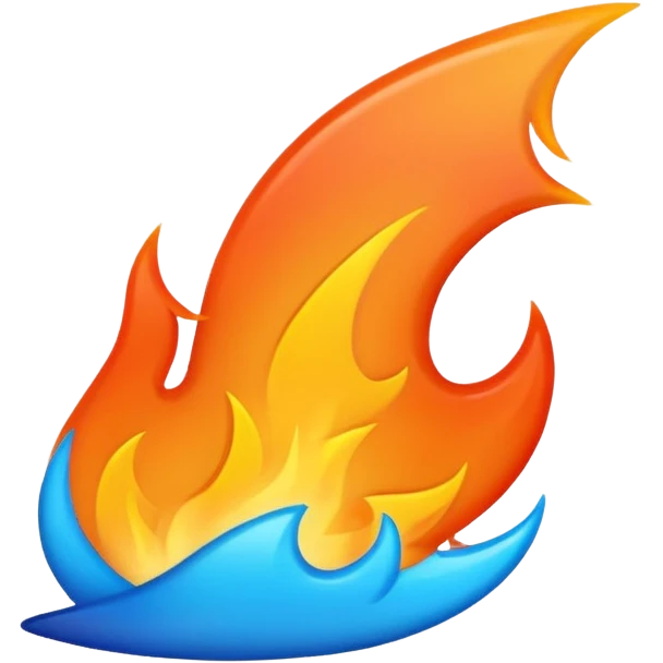 fire streak emoji, playful and modern with blue to orange gradient, vibrant

 emoji