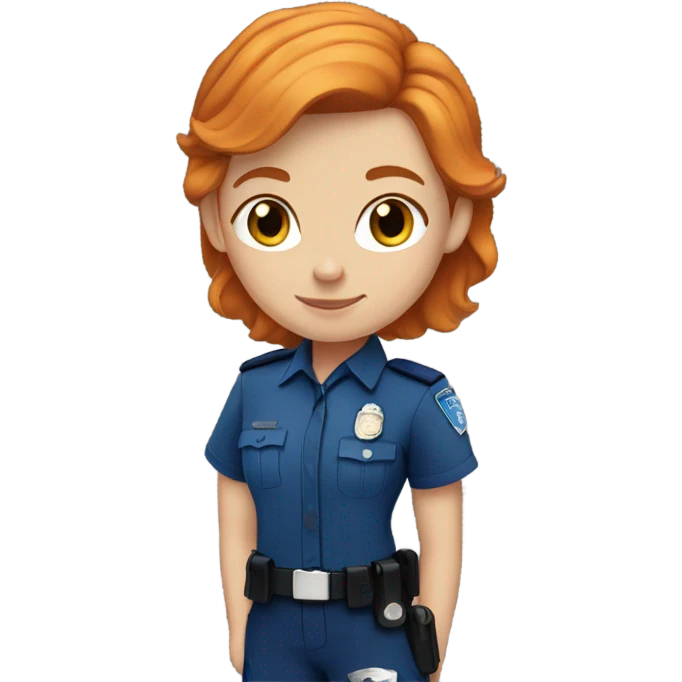 ginger girl police officer teen cute blue uniform emoji
