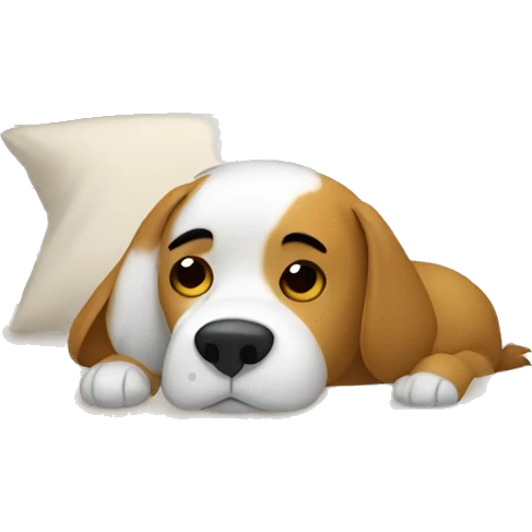 Dog cuddled in bed emoji