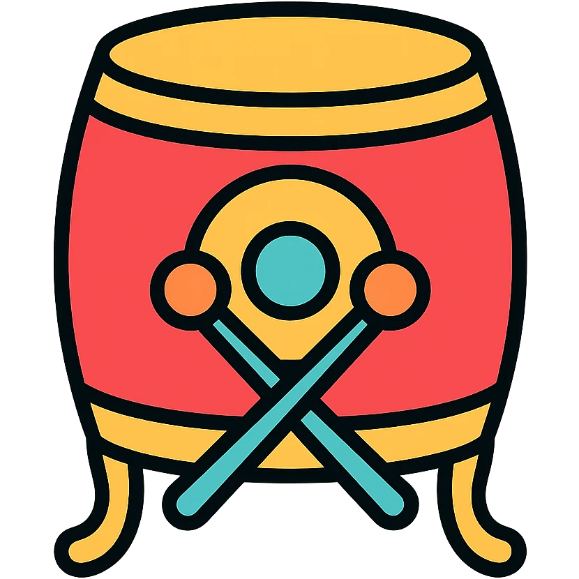sino Chinese drum icon in color outline style emoji