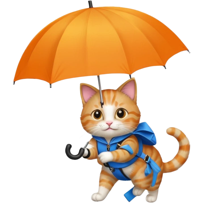 Skydiving cat with umbrella  emoji