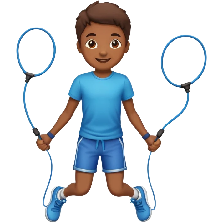 child jumping rope, cheerful expression emoji