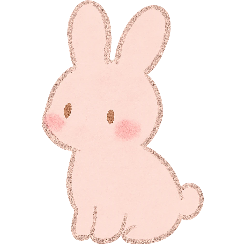 tiny pastel bunny silhouette, Japanese hand-drawn kawaii, full object, blushing cheeks emoji